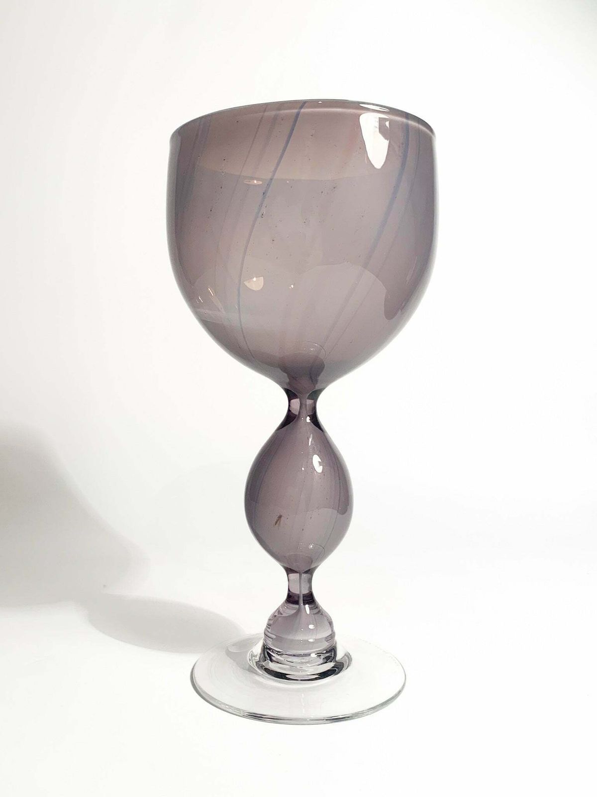 Purple Hourglass Shaped Blown Glass Goblet By Kosta Edenfalk From The 1990s photo vintage