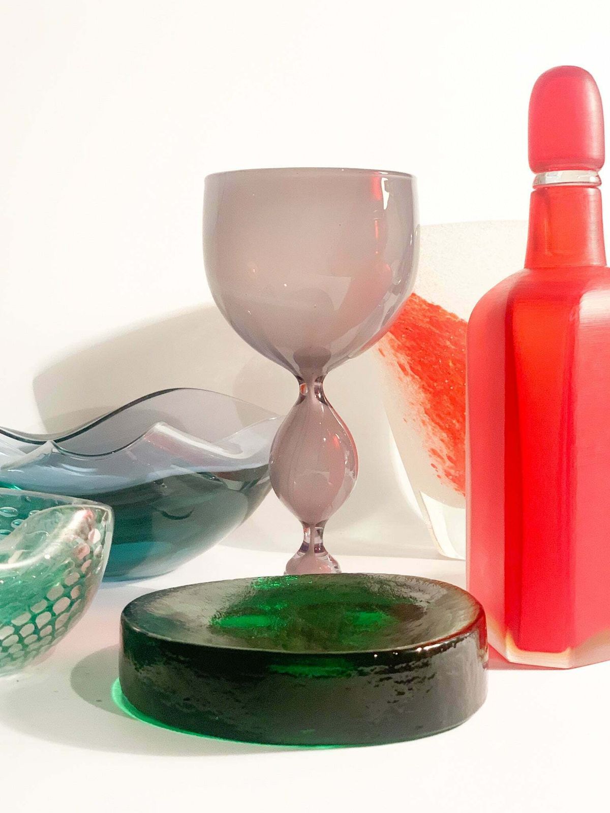 photo for sale Purple Hourglass Shaped Blown Glass Goblet By Kosta Edenfalk From The 1990s