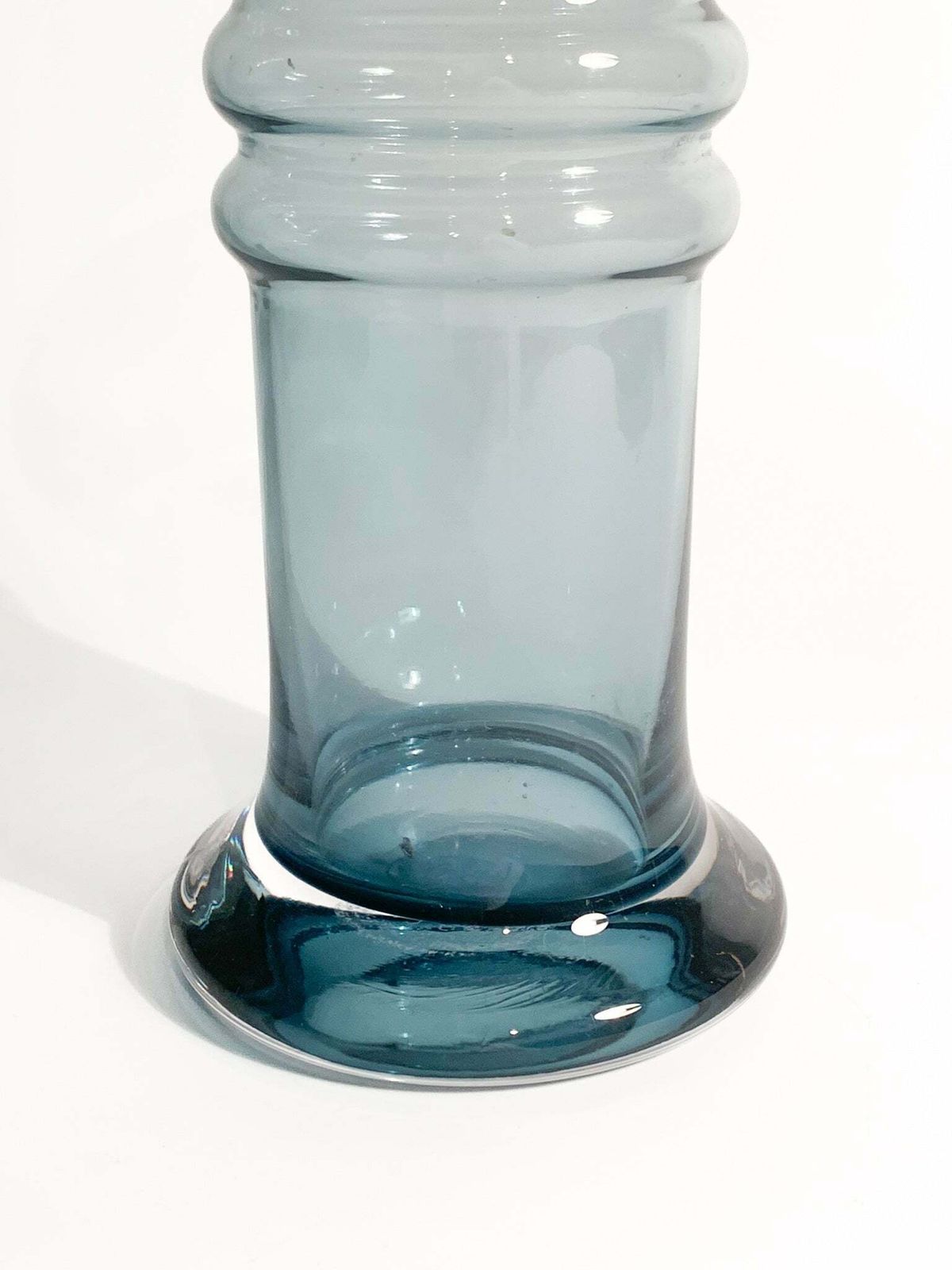Hand Blown Swedish Blue Glass Vase In Cylindrical Shape From The 1990s photo Home Decor