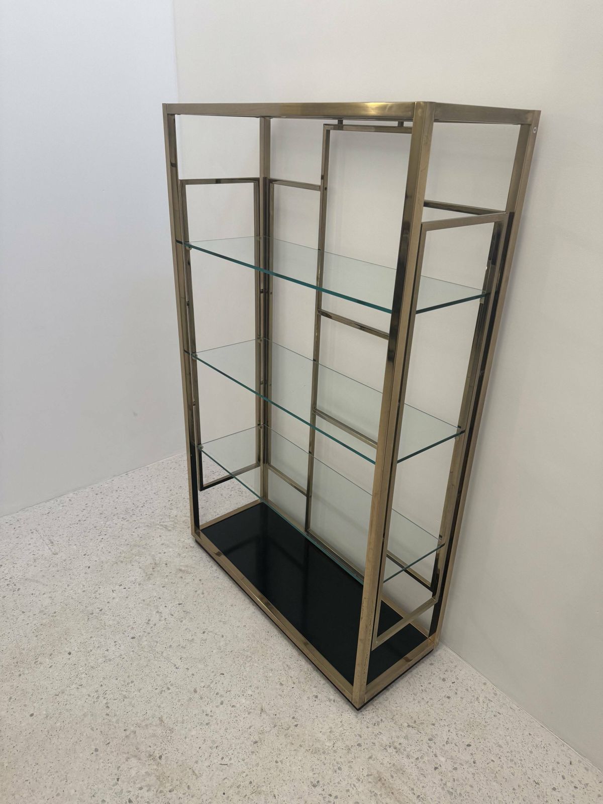 70s Golden Metal Shelf, 1970s, Vintage photo Furniture