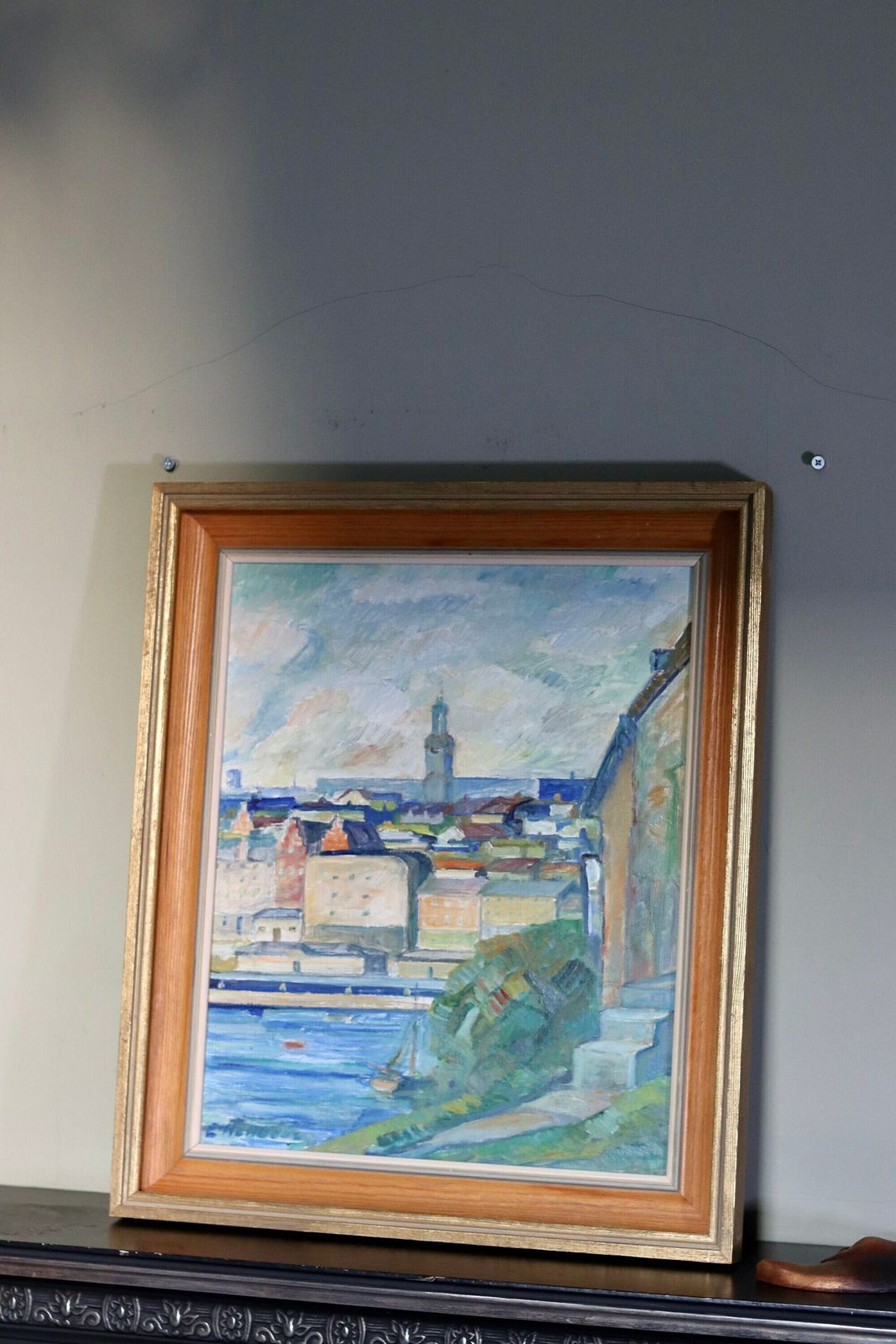 Swedish Modernist Oil Painting By Emil Hellbom (1895 1969). photo for sale