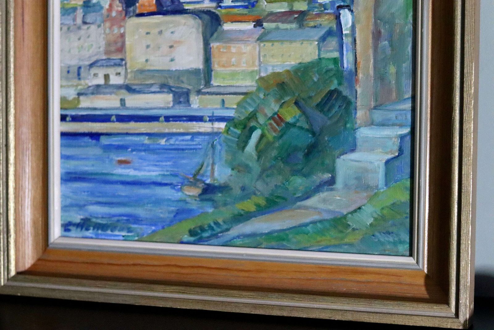Swedish Modernist Oil Painting By Emil Hellbom (1895 1969). photo vintage