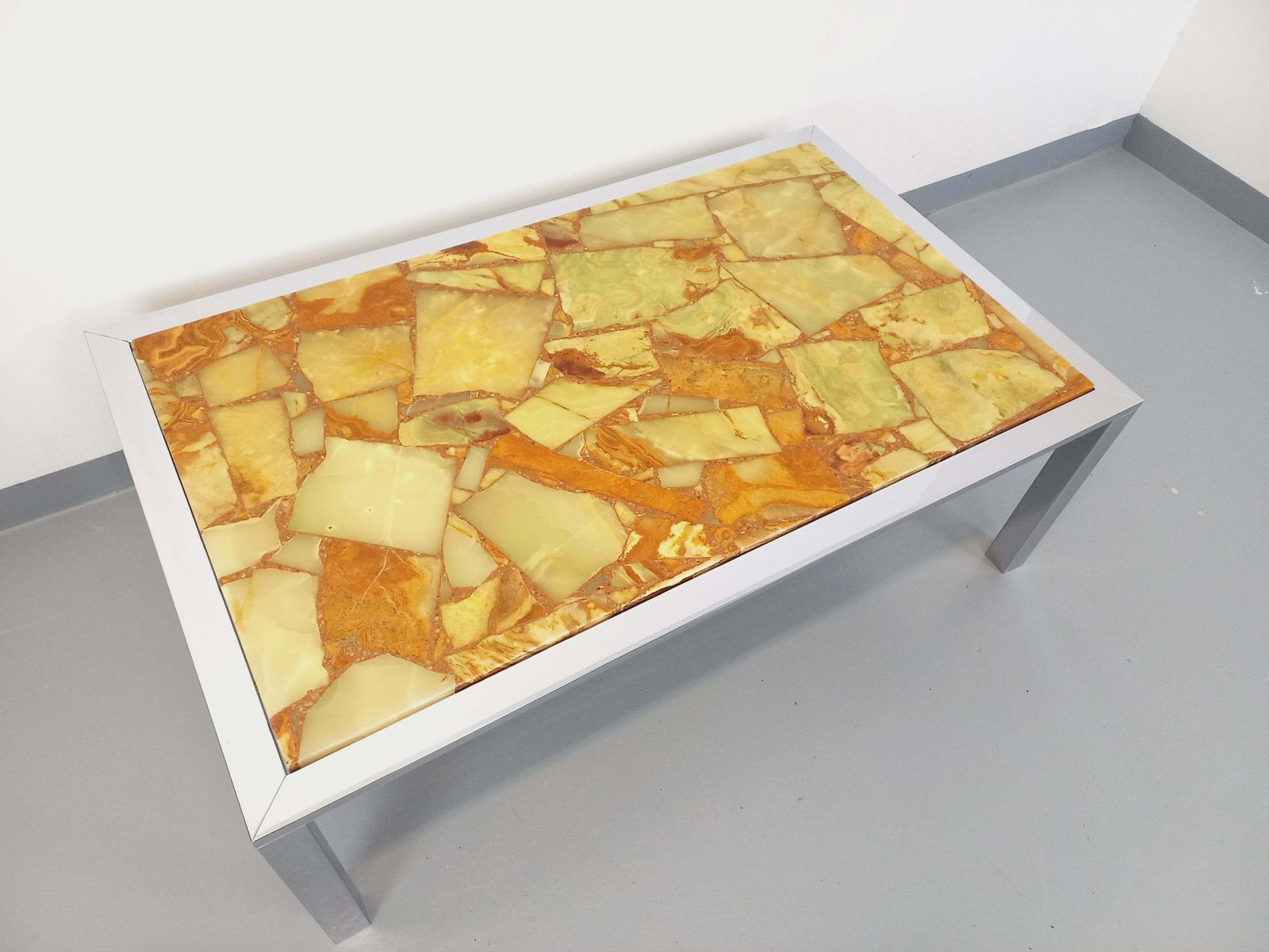Rectangular Stone And Metal Coffee Table photo 671.0