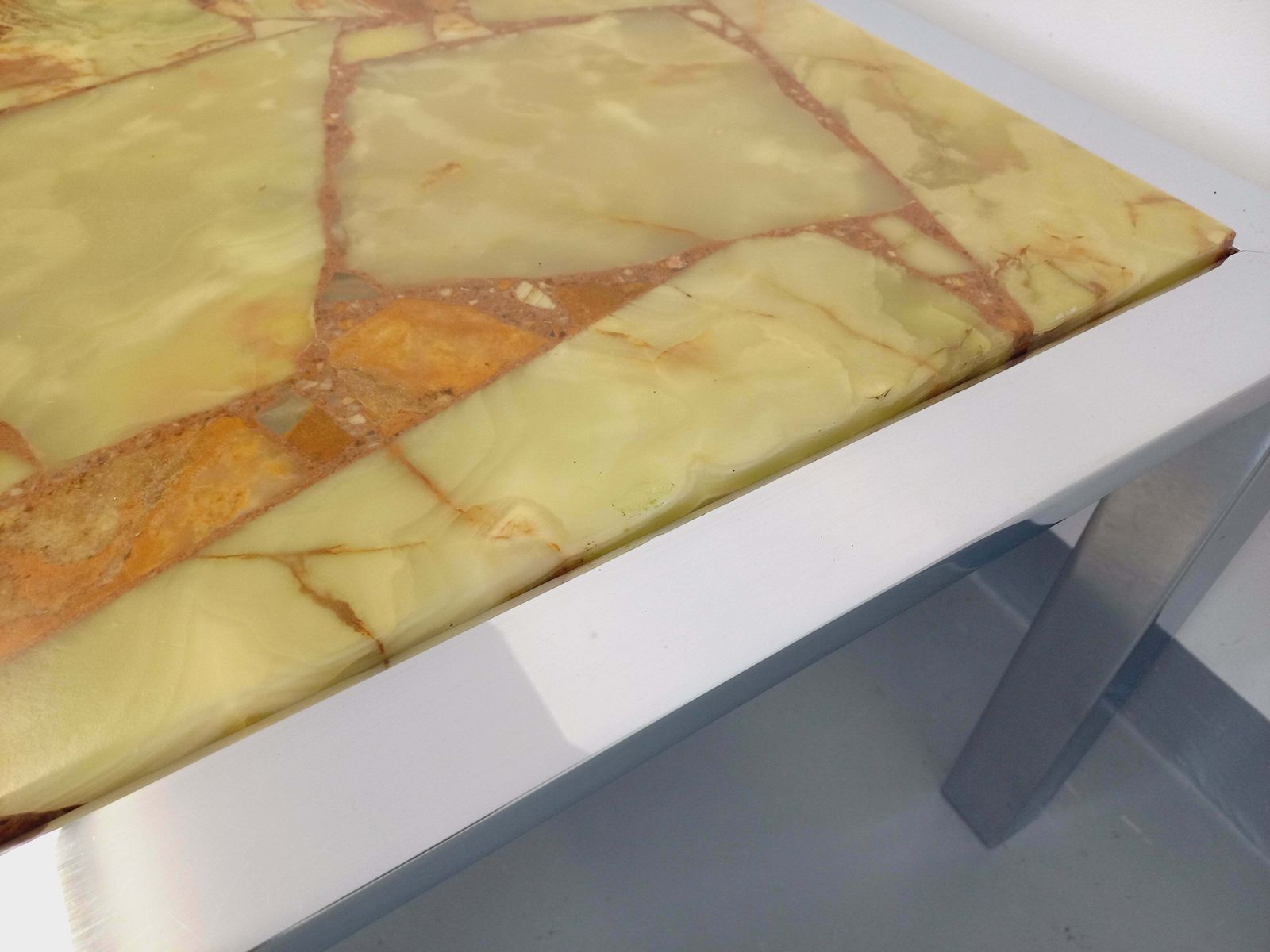671.0 Rectangular Stone And Metal Coffee Table photo