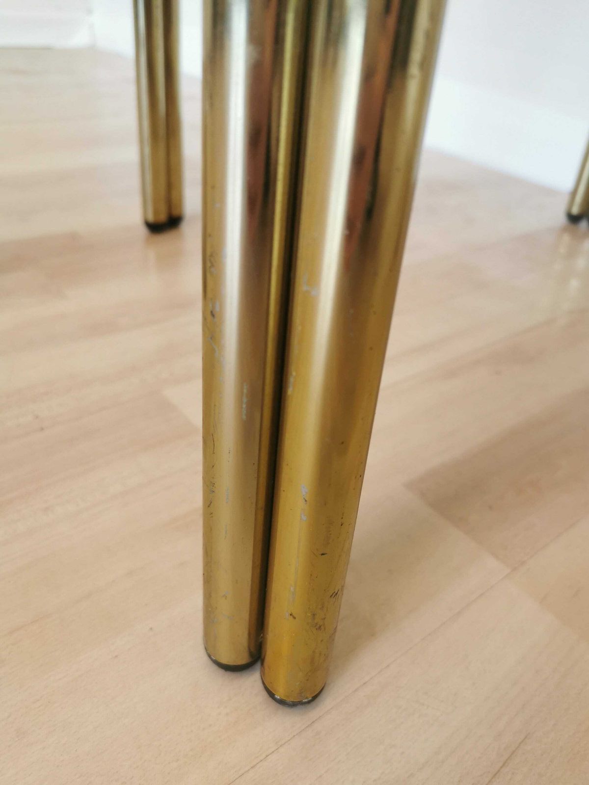 Vintage Brass And Smoked Glass Coffee Table / Italy 1970s / Mid Century End Or Side Living Room Cocktail Table photo buy