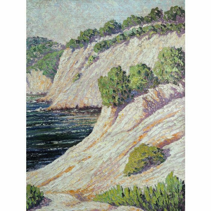 Large Oil On Marine Canvas 1900 Pointillist Signed Grallan photo furniture