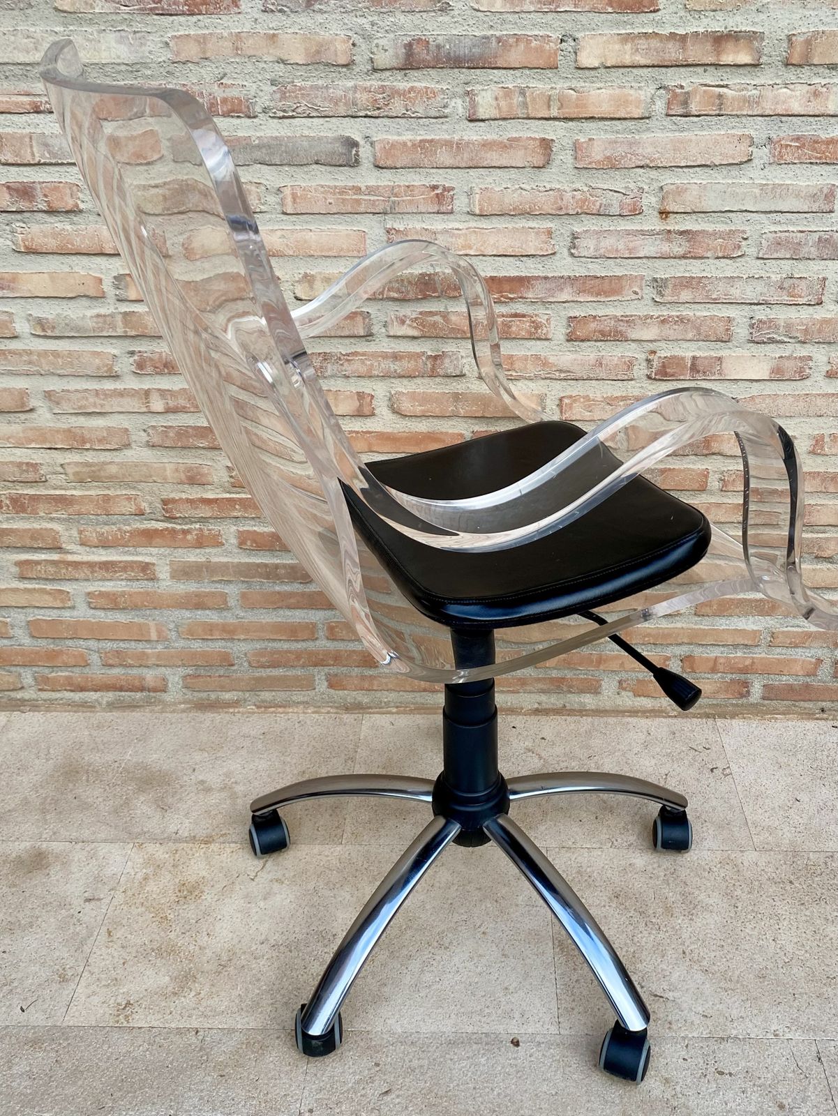 Acrylic Swivel Chair With Wheels, 1960s photo vinterior