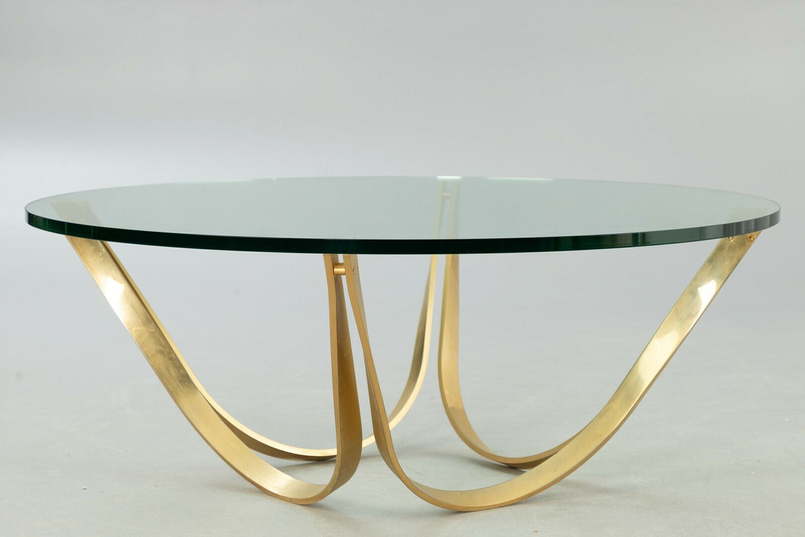 Coffee Table By Roger Sprunger For Dunbar, Brass Frame With Glass Top 1970s' photo furniture