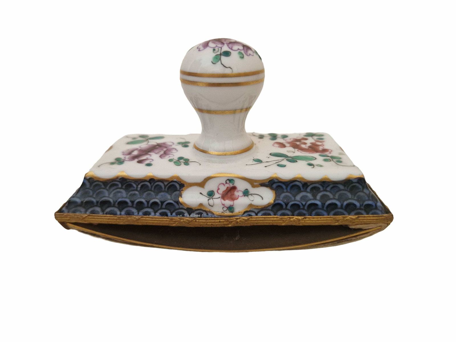 19th Century French Porcelain Ink Blotter With Hand Painted Flowers, Antique Desk Accessory, Romantic Home Office Decor photo buy