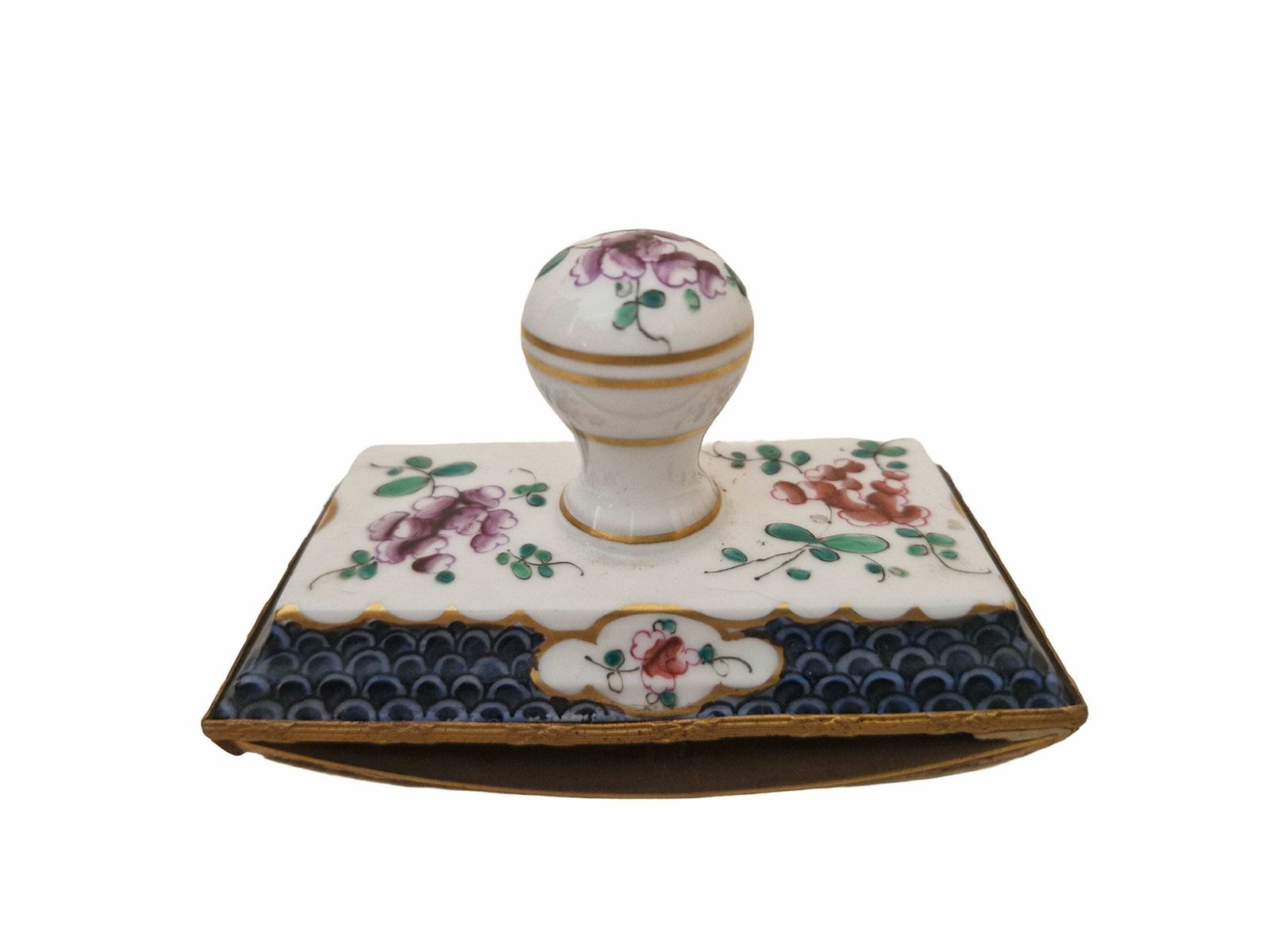 photo furniture 19th Century French Porcelain Ink Blotter With Hand Painted Flowers, Antique Desk Accessory, Romantic Home Office Decor