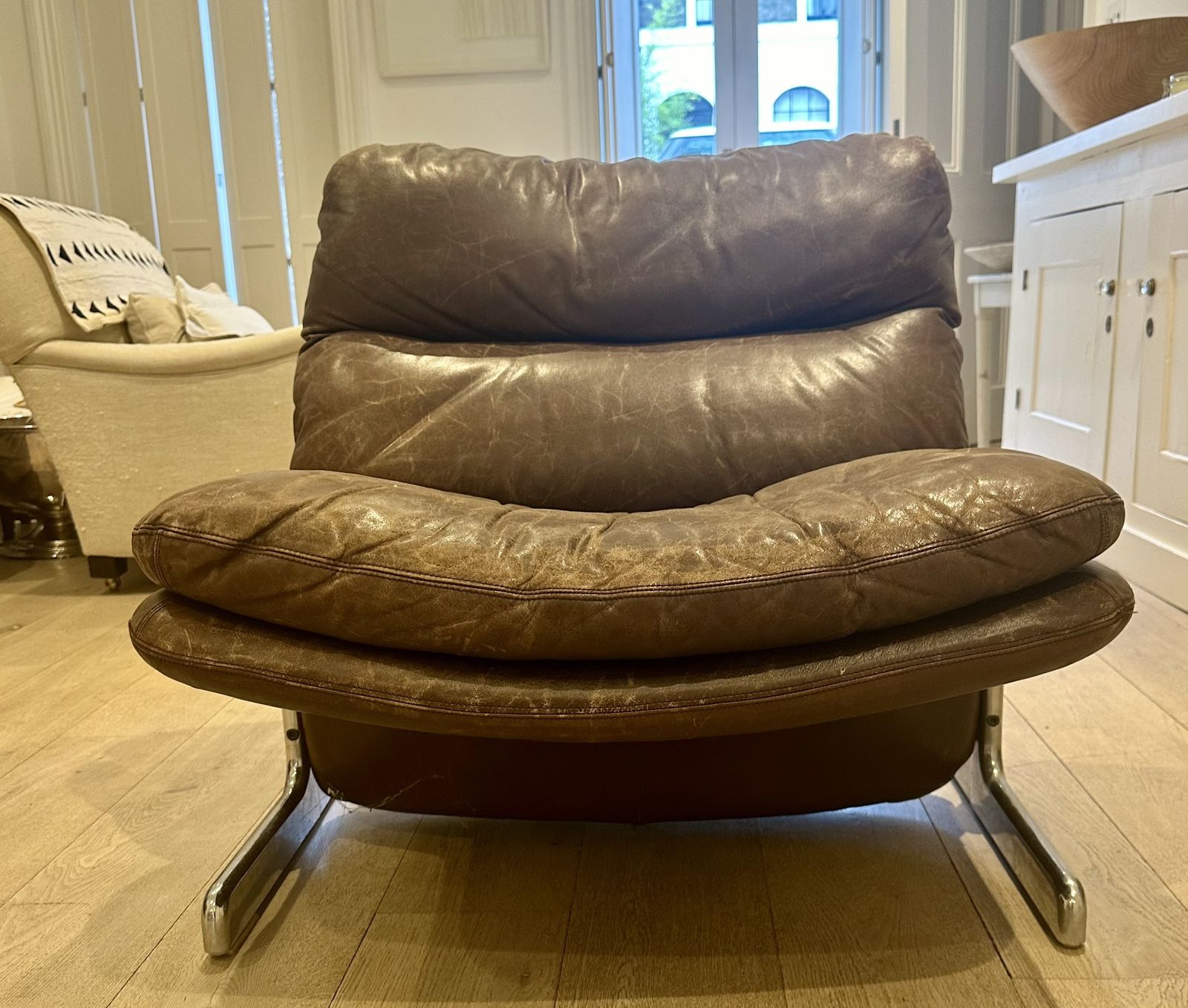 Vintage Armchair In Brown Leather, Vitelli And Ammannati For Brunati 70/80 photo vintage