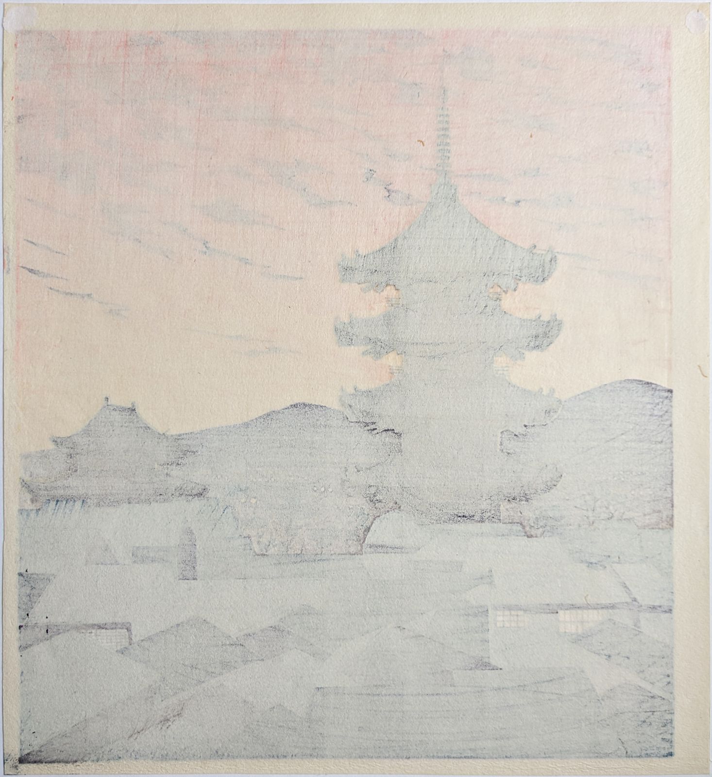 Tokuriki Tomikichirō, Evening View Of Kyoto, Original Japanese Woodblock Print, C. 1960 photo furniture
