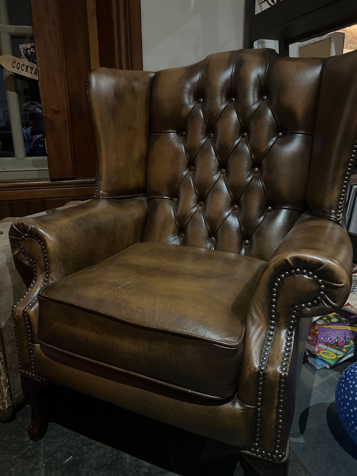 Like New Brown Leather Wingback photo furniture