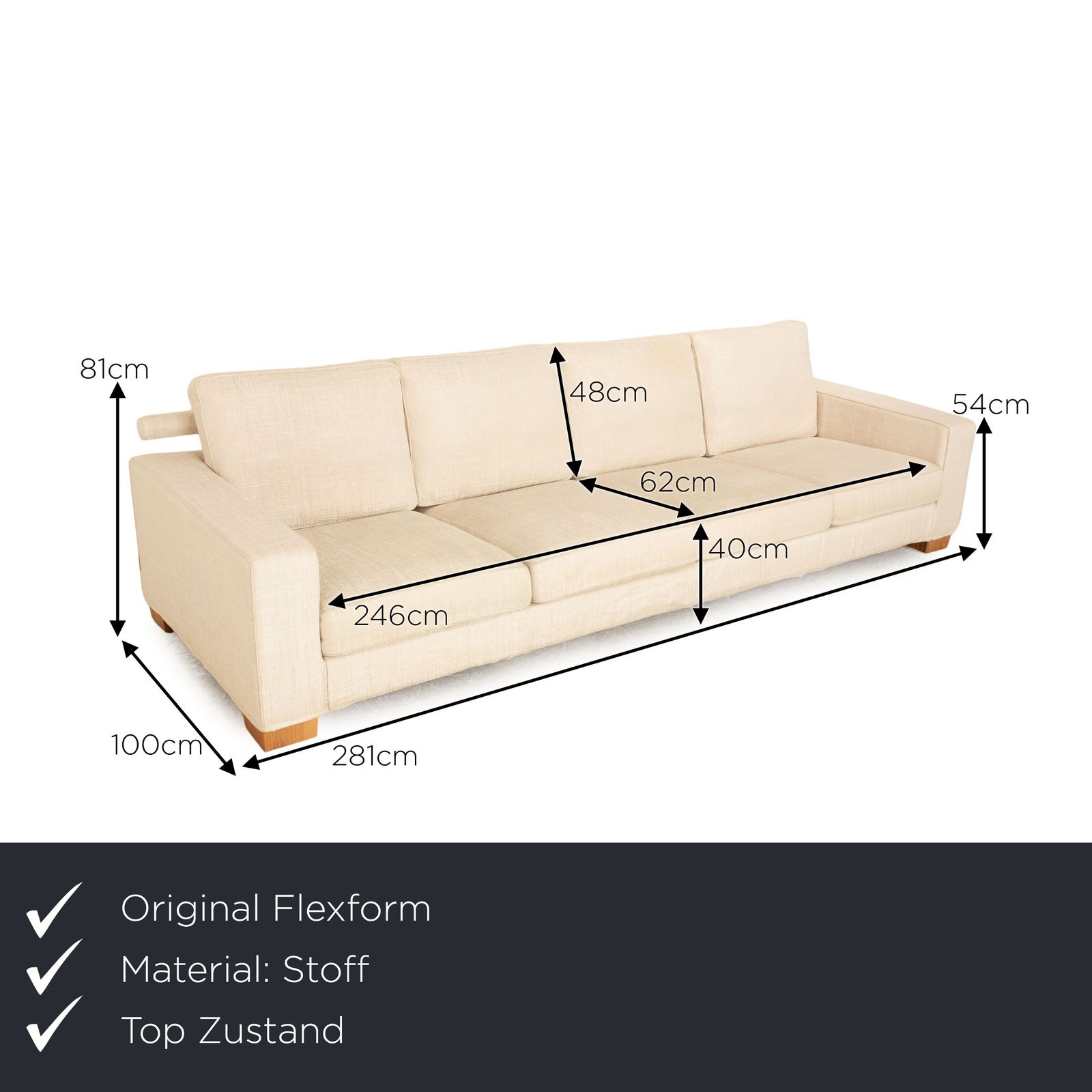 Flexform Status Stof Vierpersoons Crème Bank photo furniture