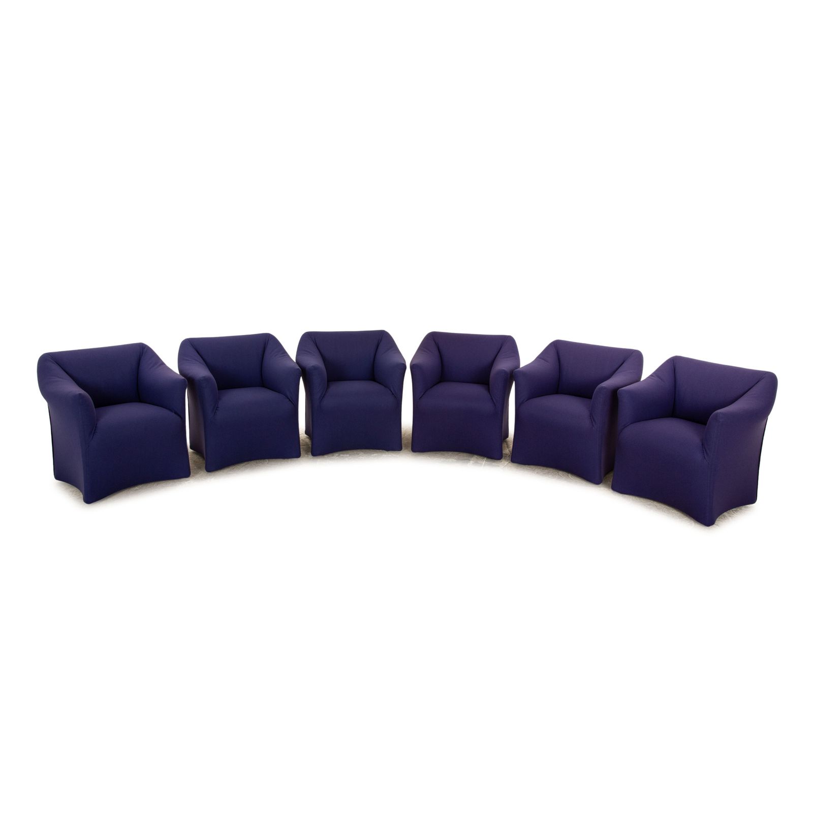 Set Of 6 Cassina 684 Fabric Chairs Blue Purple Mario Bellini