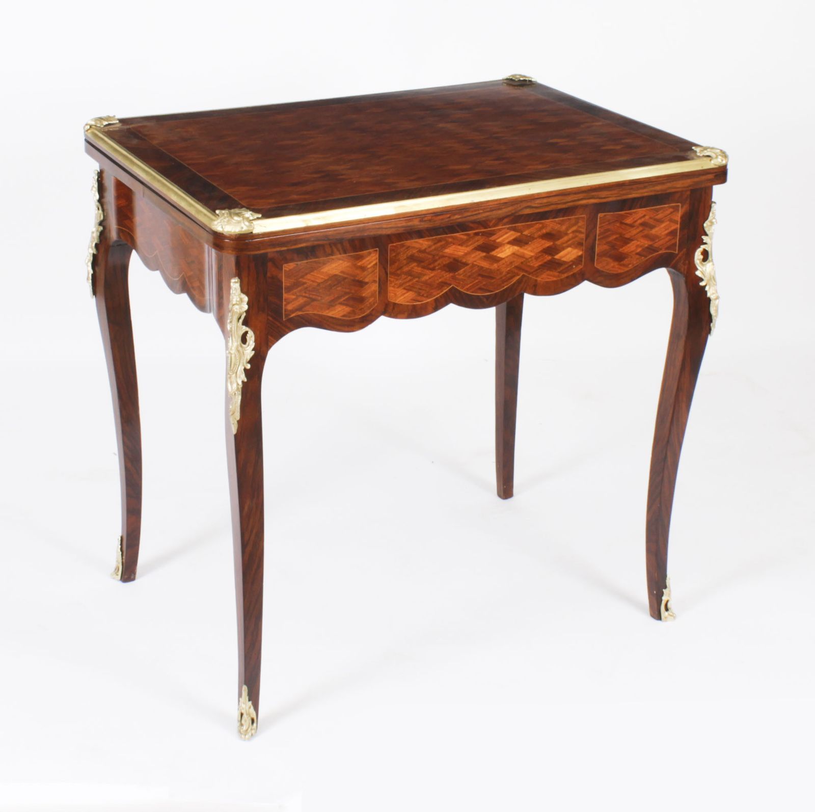 Antique French Burr Walnut Parquetry Card  Backgammon Table  19th Century