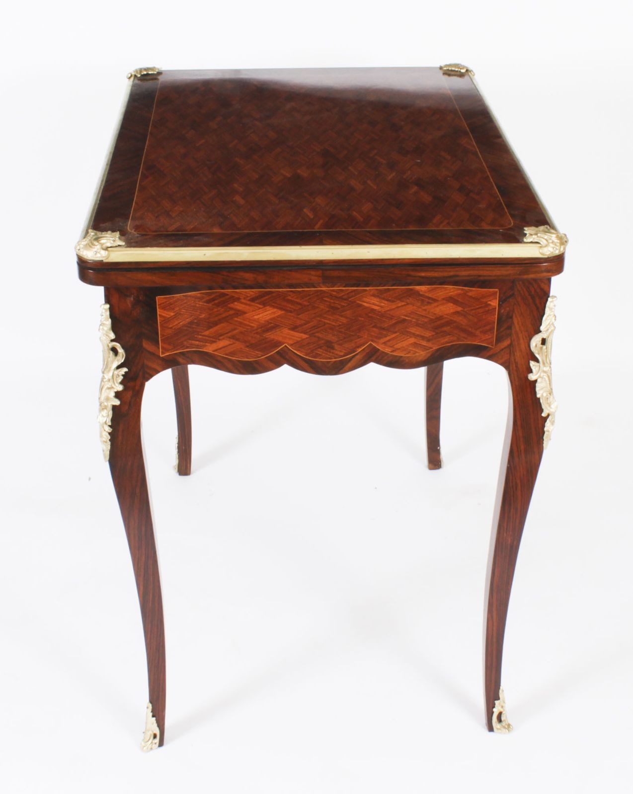 Furniture Antique French Burr Walnut Parquetry Card  Backgammon Table  19th Century photo