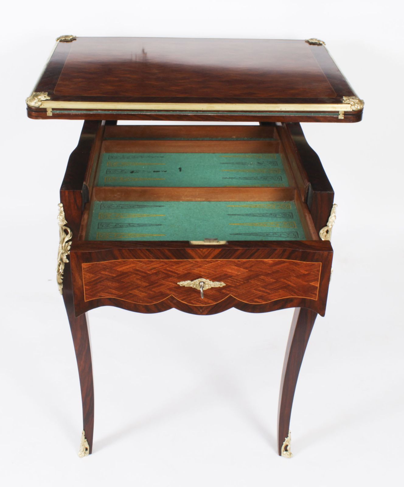 photo buy Antique French Burr Walnut Parquetry Card  Backgammon Table  19th Century