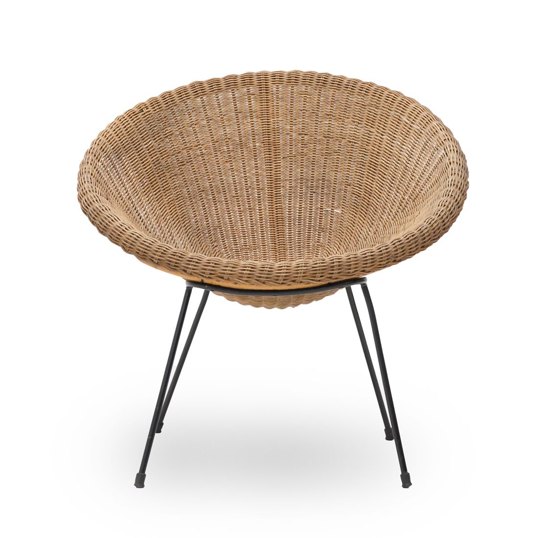Woven Rattan Armchair, 1950s