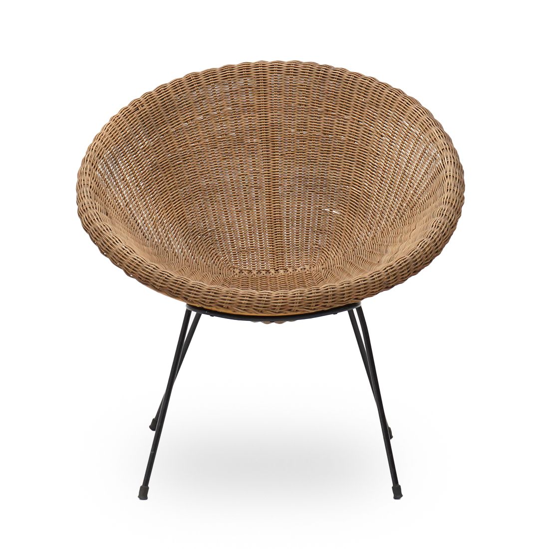 Woven Rattan Armchair, 1950s photo vintage