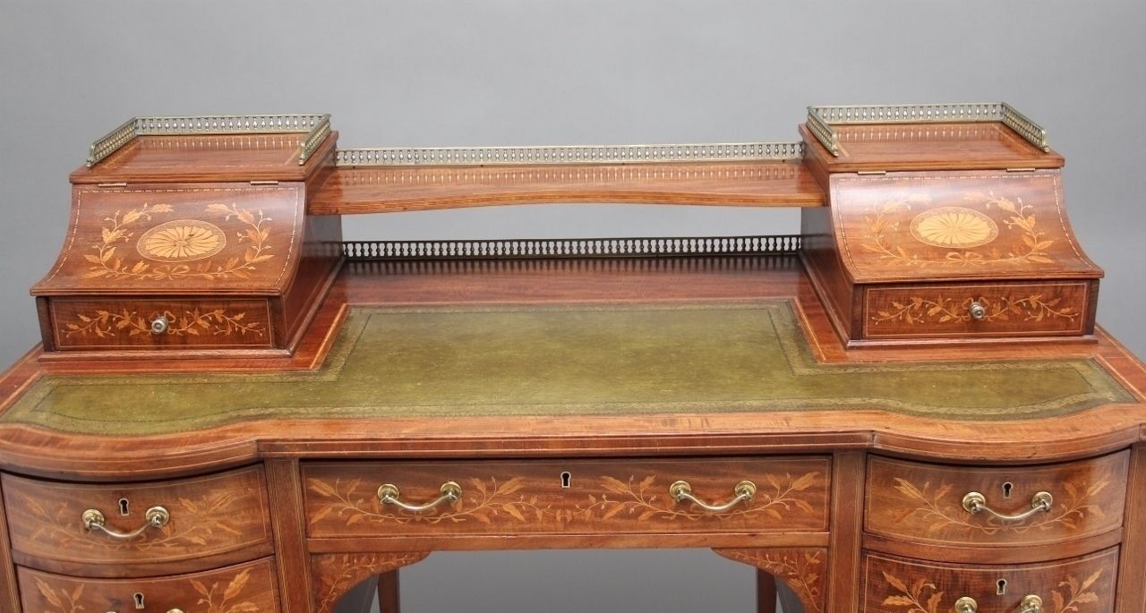 19th Century Inlaid Mahogany Desk photo for sale