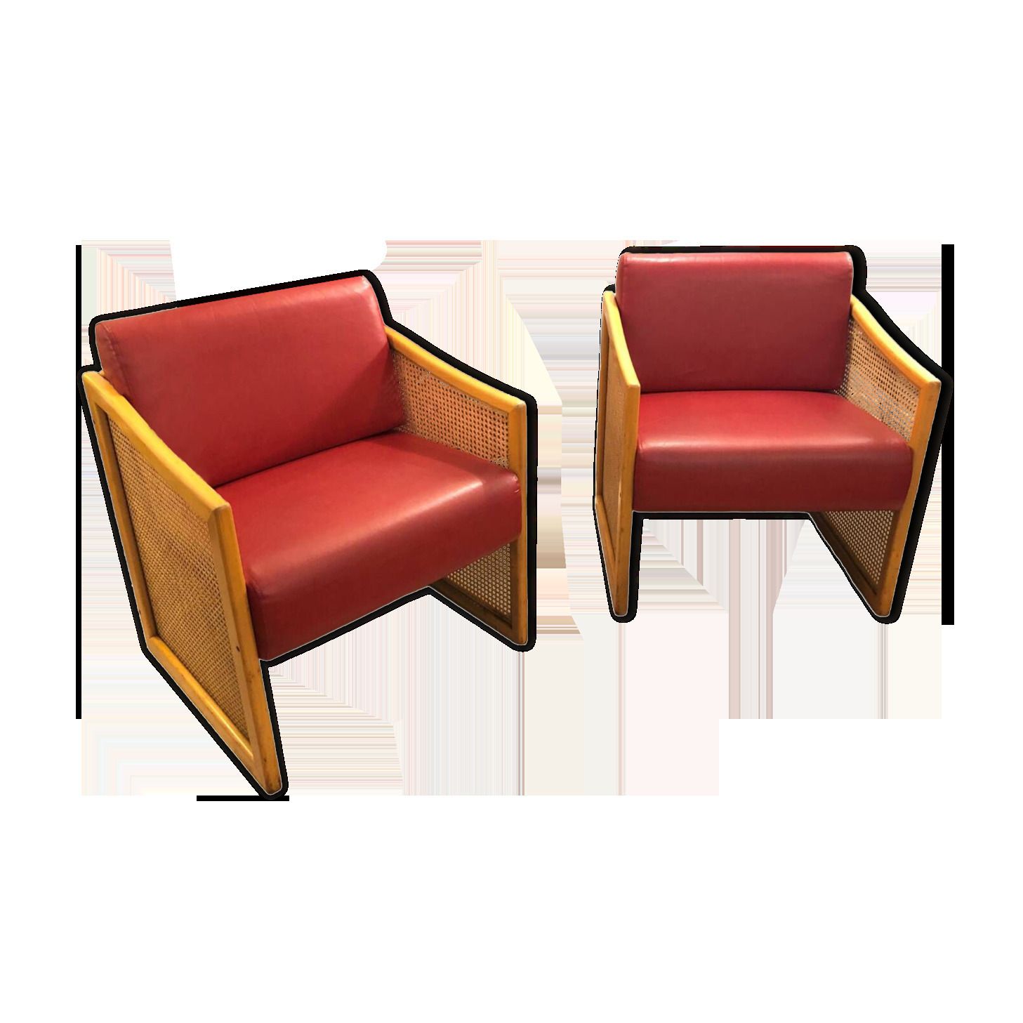 Pair Of Cane Armchairs, 1970, 1970s photo furniture