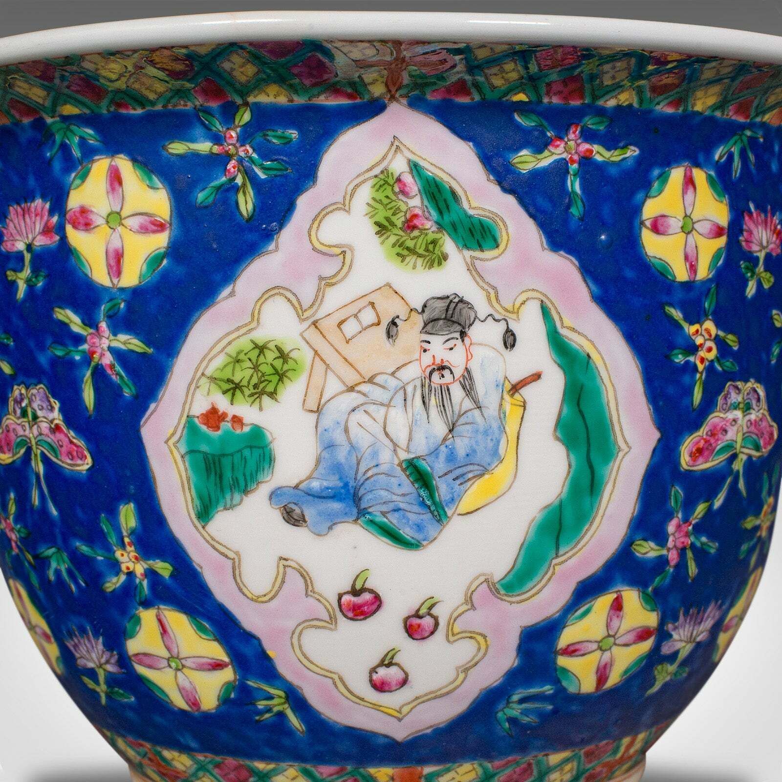 Home Decor Antique Decorative Jardiniere, Chinese, Ceramic Planter, Qing Dynasty, Victorian photo