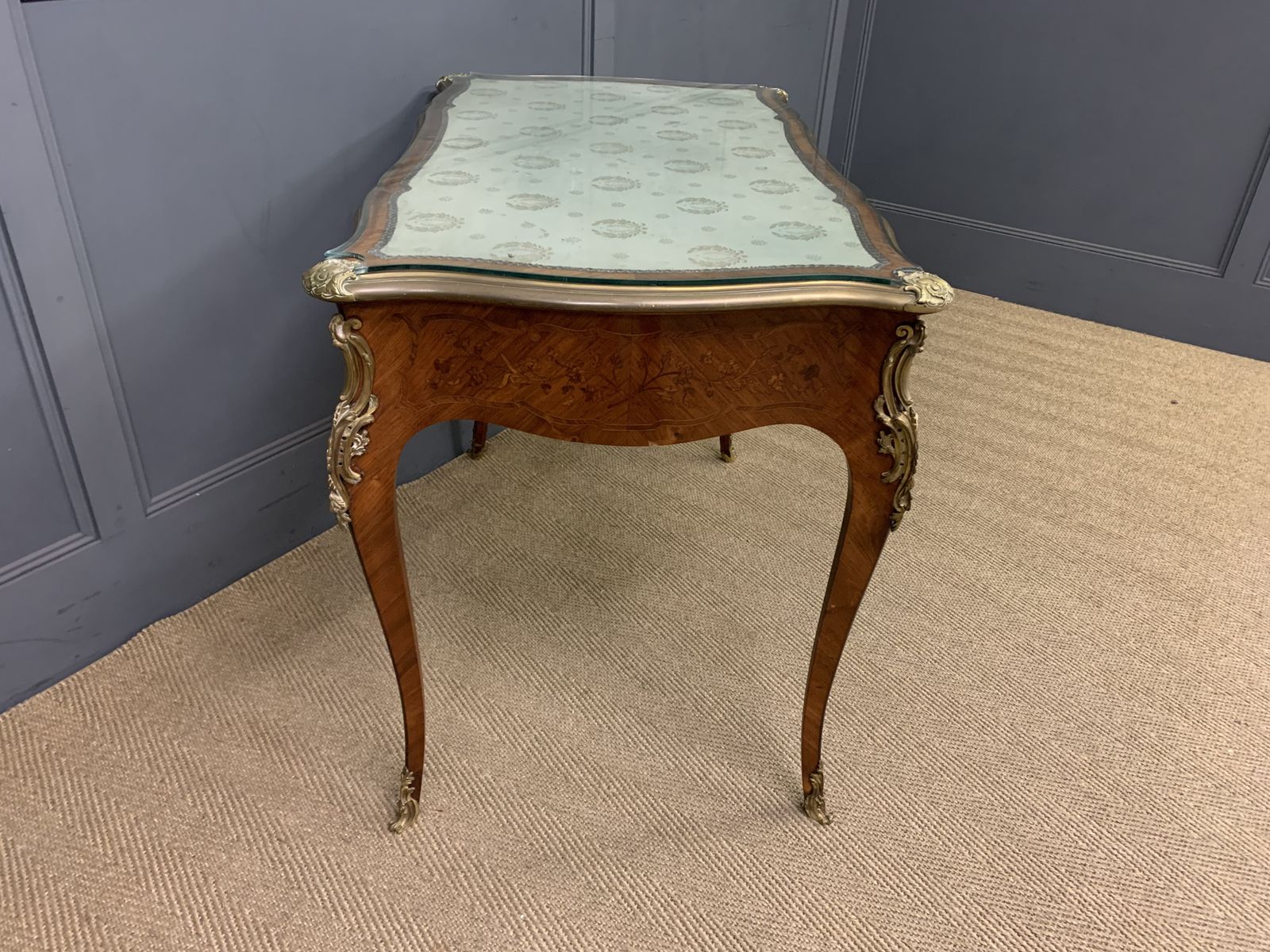 Marquetry Inlaid French Bureau Plat By Maison Millet photo vinterior
