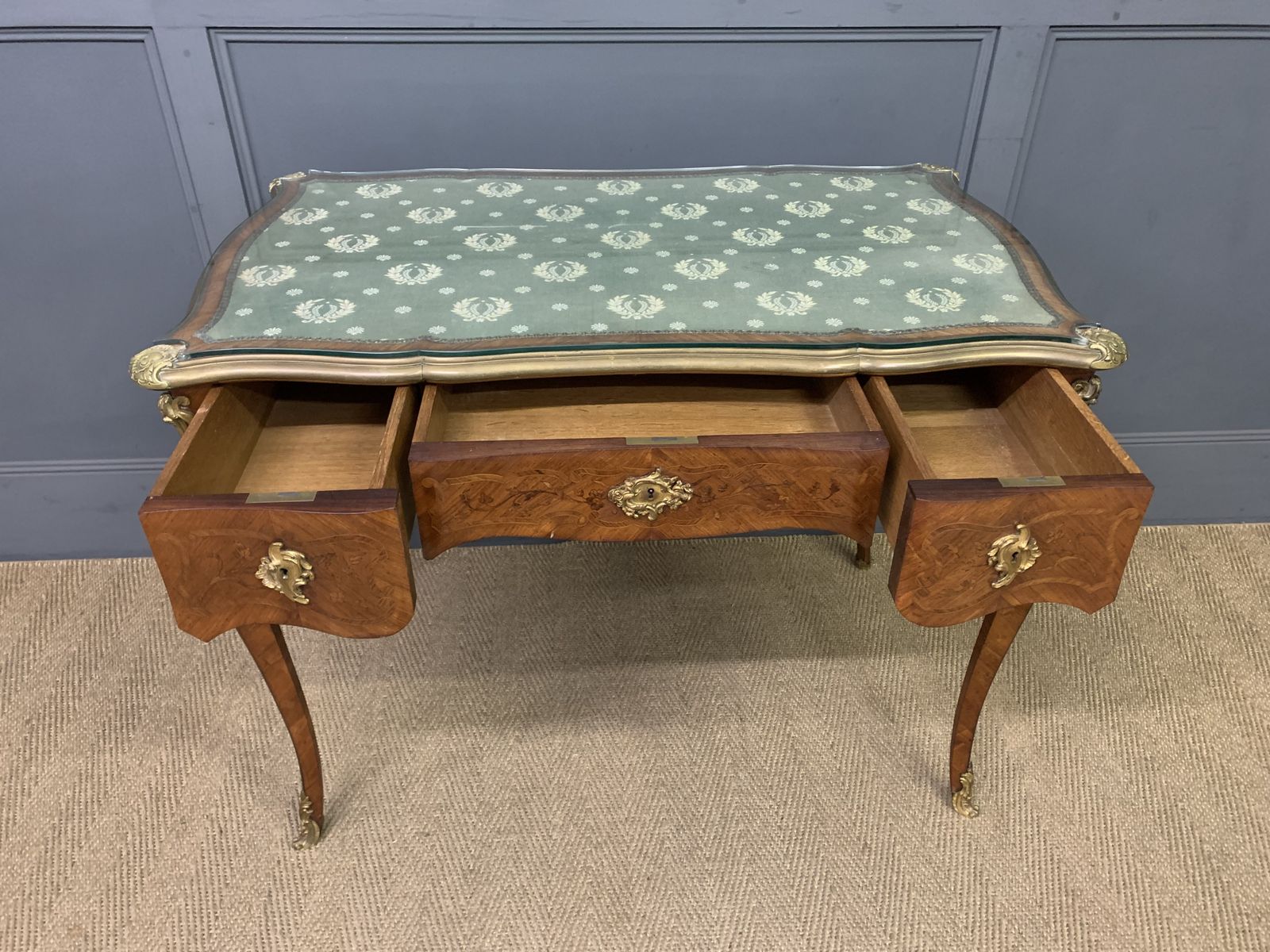 Marquetry Inlaid French Bureau Plat By Maison Millet photo buy