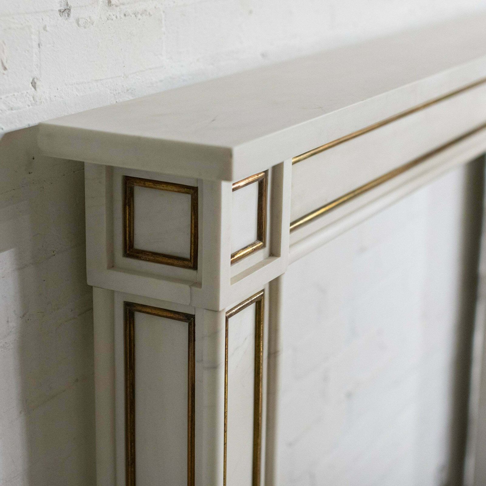 Reclaimed Statuary Marble Fireplace Surround With Brass Detail photo 3750.0