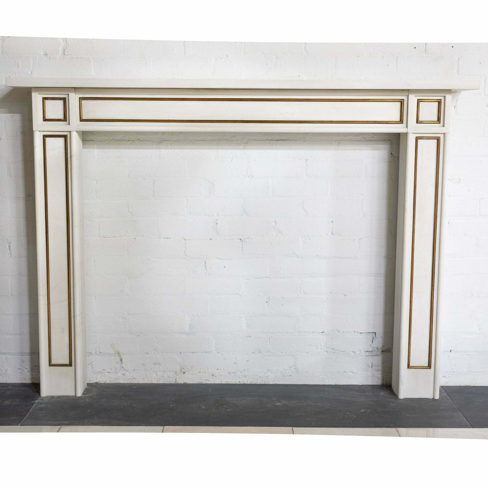 Reclaimed Statuary Marble Fireplace Surround With Brass Detail photo buy
