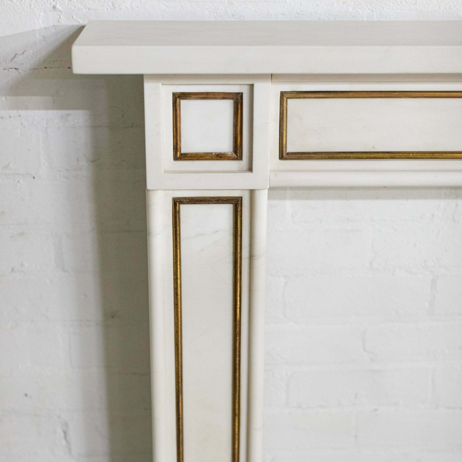 Reclaimed Statuary Marble Fireplace Surround With Brass Detail photo vintage