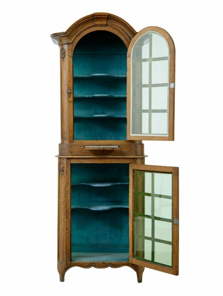 photo furniture Mid 19th Century Glazed Carved Oak Liège Cabinet