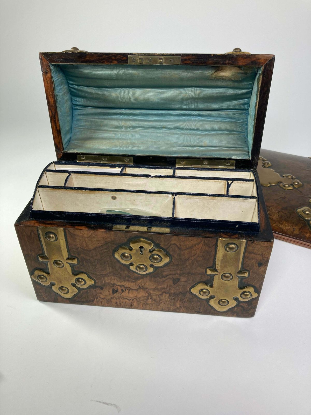 Charles Asprey Walnut And Brass Stationary Box & Blotter photo for sale