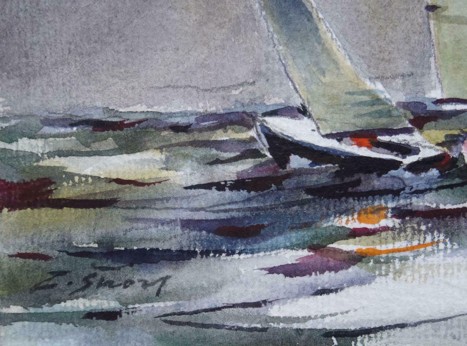 Zigmunds Snore Sailboats. Watercolor On Paper, photo furniture