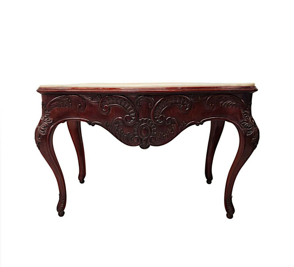 A Very Rare Pair Of 19th Century Carrara White Marble Top Console Tables photo Furniture