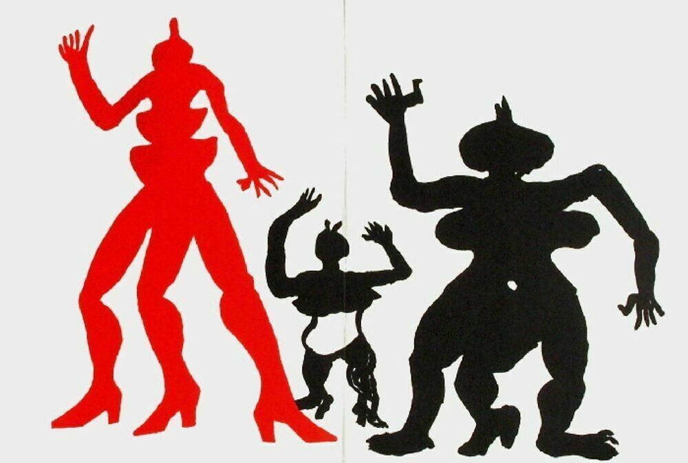 Alexandre Calder   Original Lithograph Dlm212 Les Fous De Saché 1975 38x56