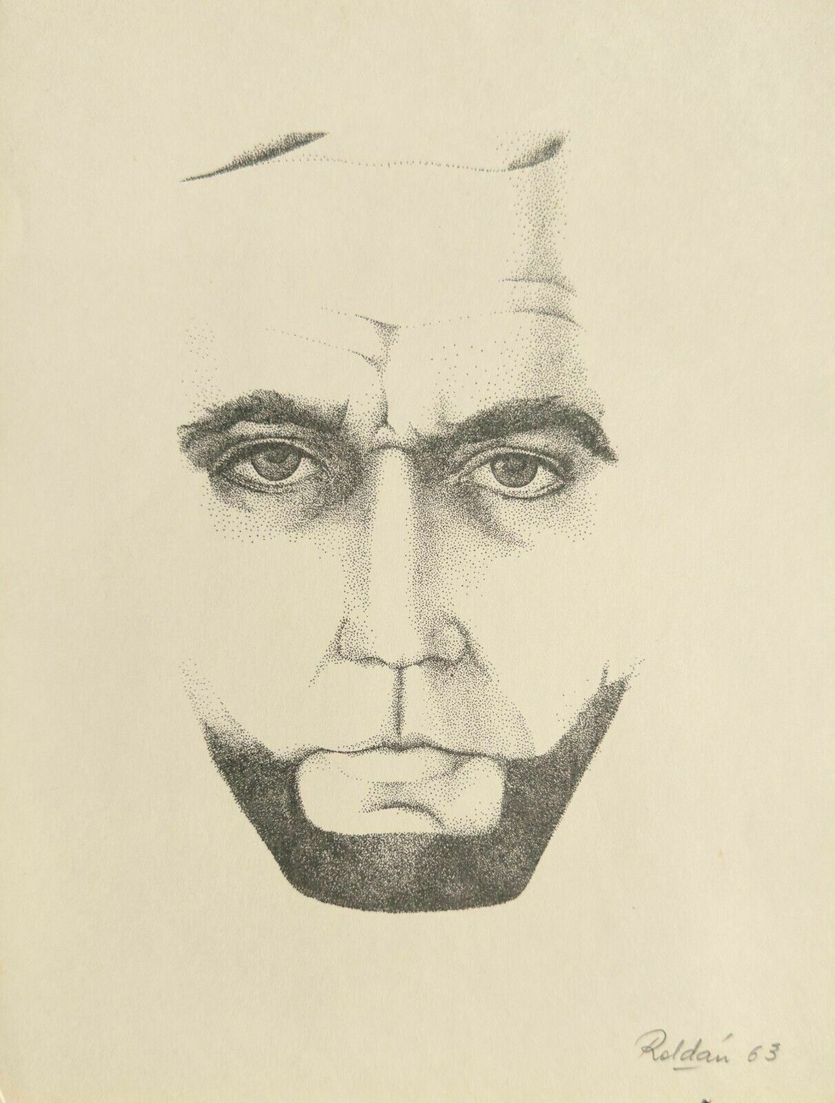 Modesto Roldan   Litografia Firmada Signed Lithograph 1963 Man Portrait Art