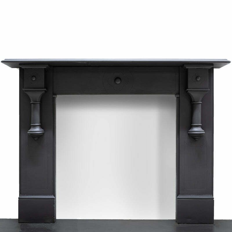 Large Antique Victorian Slate Fireplace Surround With Corbels