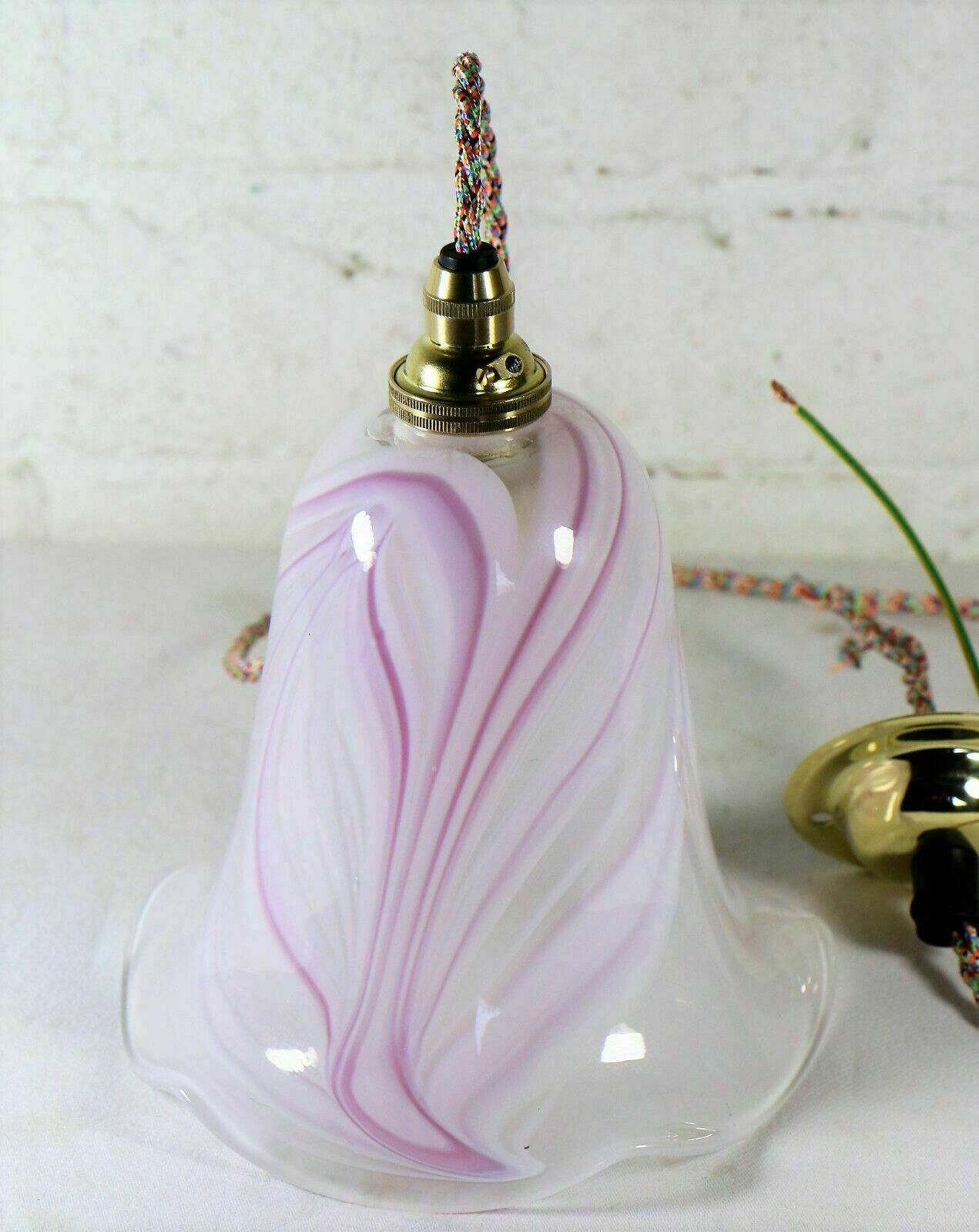 photo furniture Ceiling Light Adrian Sankey Glass Pendant Marbled Pink Vintage Glass Antique 2