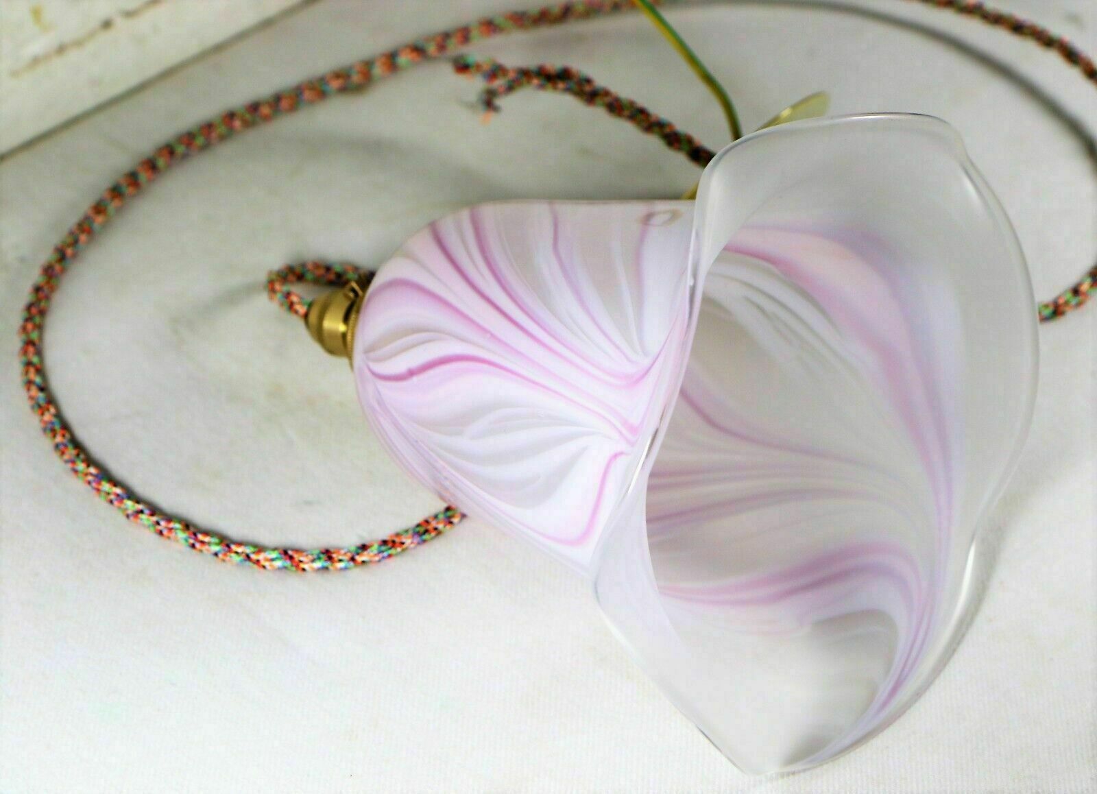 Lighting Ceiling Light Adrian Sankey Glass Pendant Marbled Pink Vintage Glass Antique 2 photo