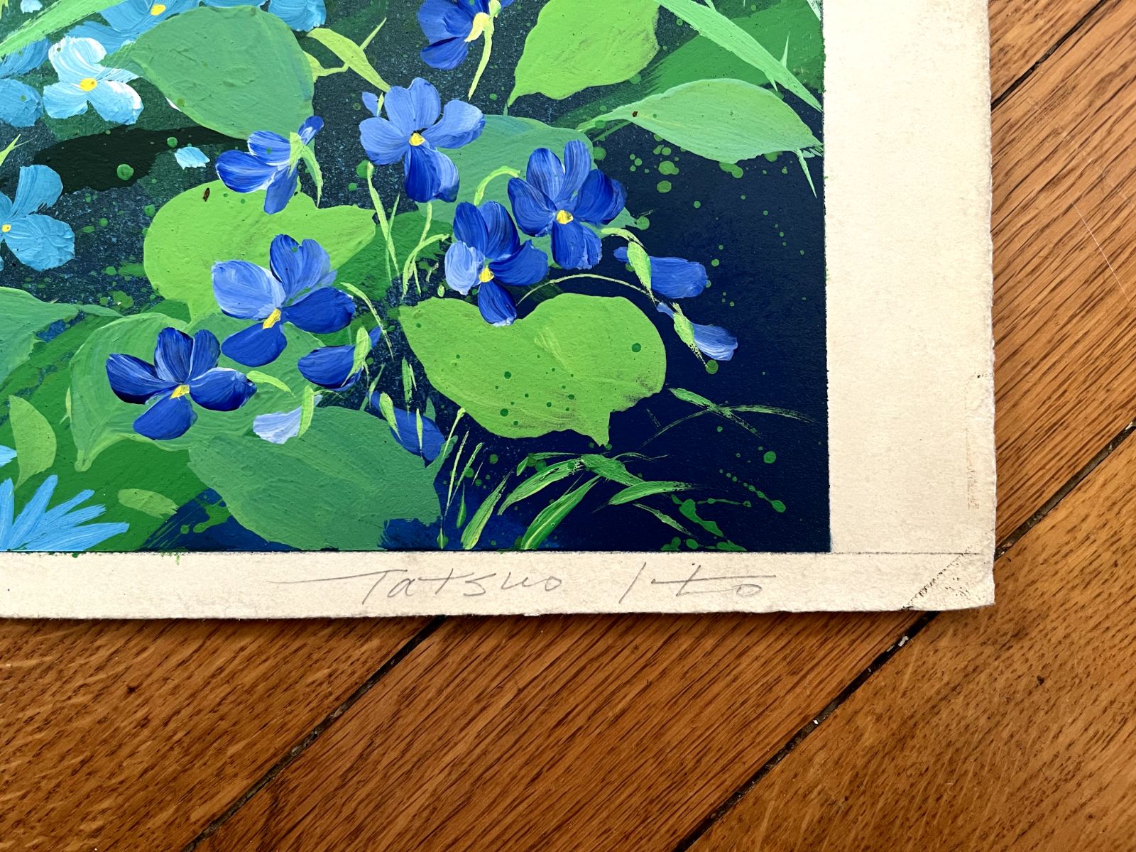 Tatsuo Ito – Tekening In Gouache, Gesigneerd, 1980, Japanse Kunst, Bloemen photo furniture