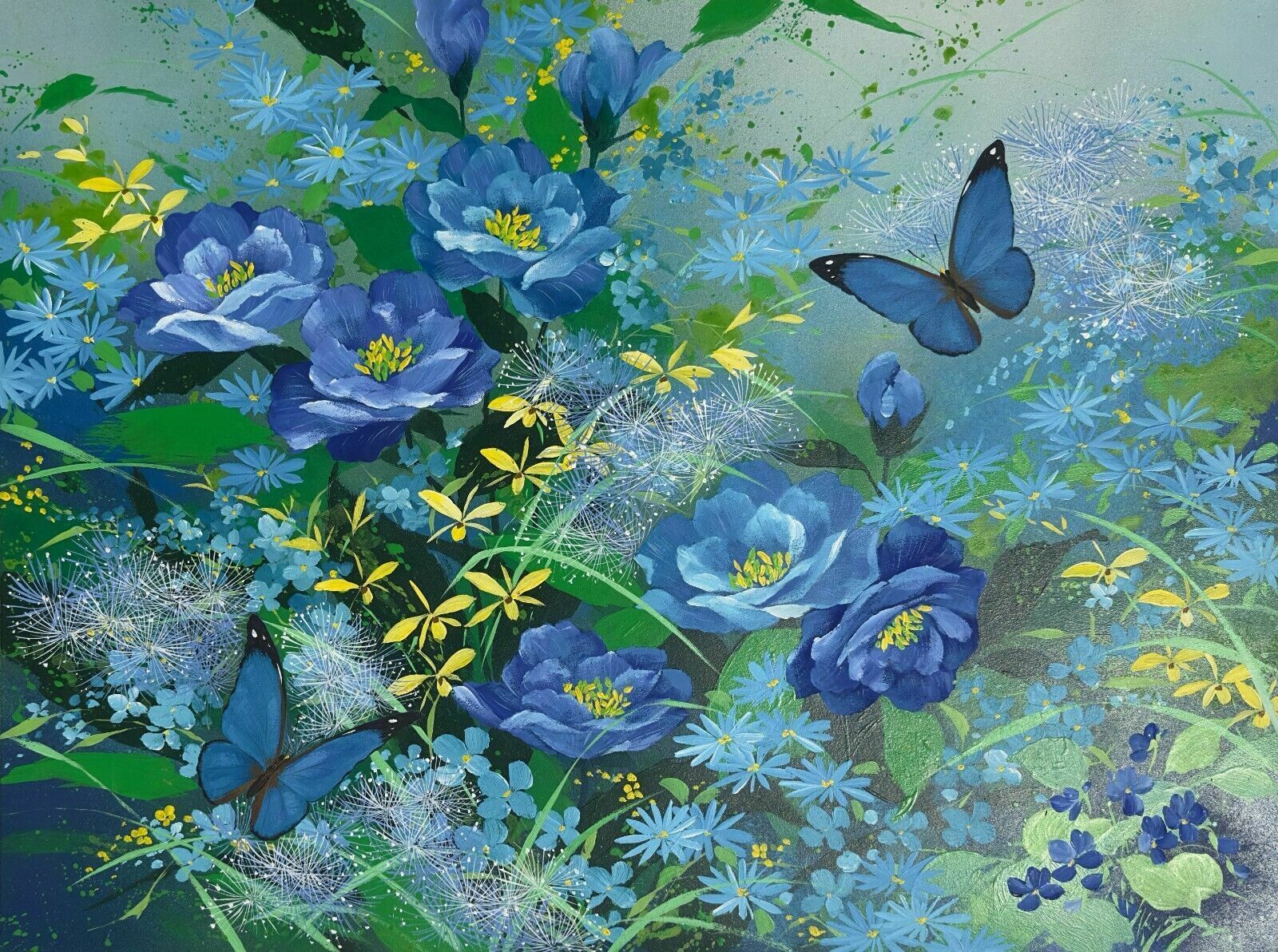Tatsuo Ito – Tekening In Gouache, Gesigneerd, 1980, Japanse Kunst, Bloemen photo for sale