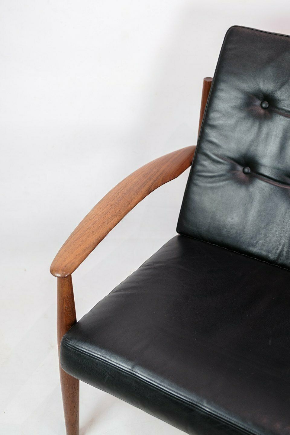 Armchair Model 118 In Teak And Black Leather By Grete Jalk For France & Son From 1960s photo furniture