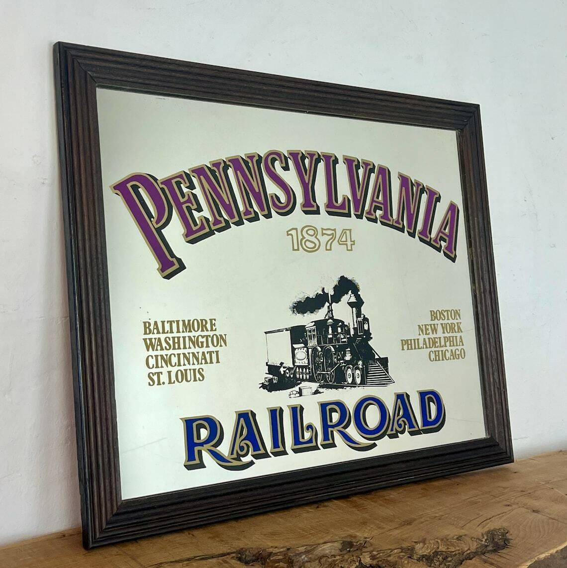Historical Pennsylvania Railroad Company 1874 Advertising Mirror, Trains And Rail Stations, American Transport Picture, Wall Art photo buy