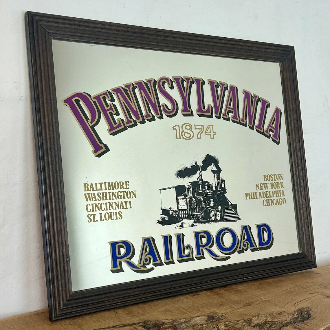 photo for sale Historical Pennsylvania Railroad Company 1874 Advertising Mirror, Trains And Rail Stations, American Transport Picture, Wall Art