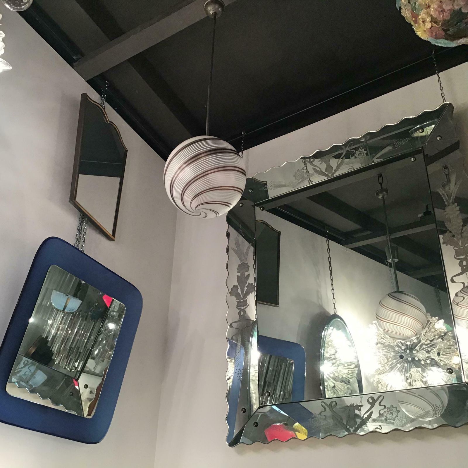 photo vinterior Venini Chandelier Glass Metal Crome 1958 Italy