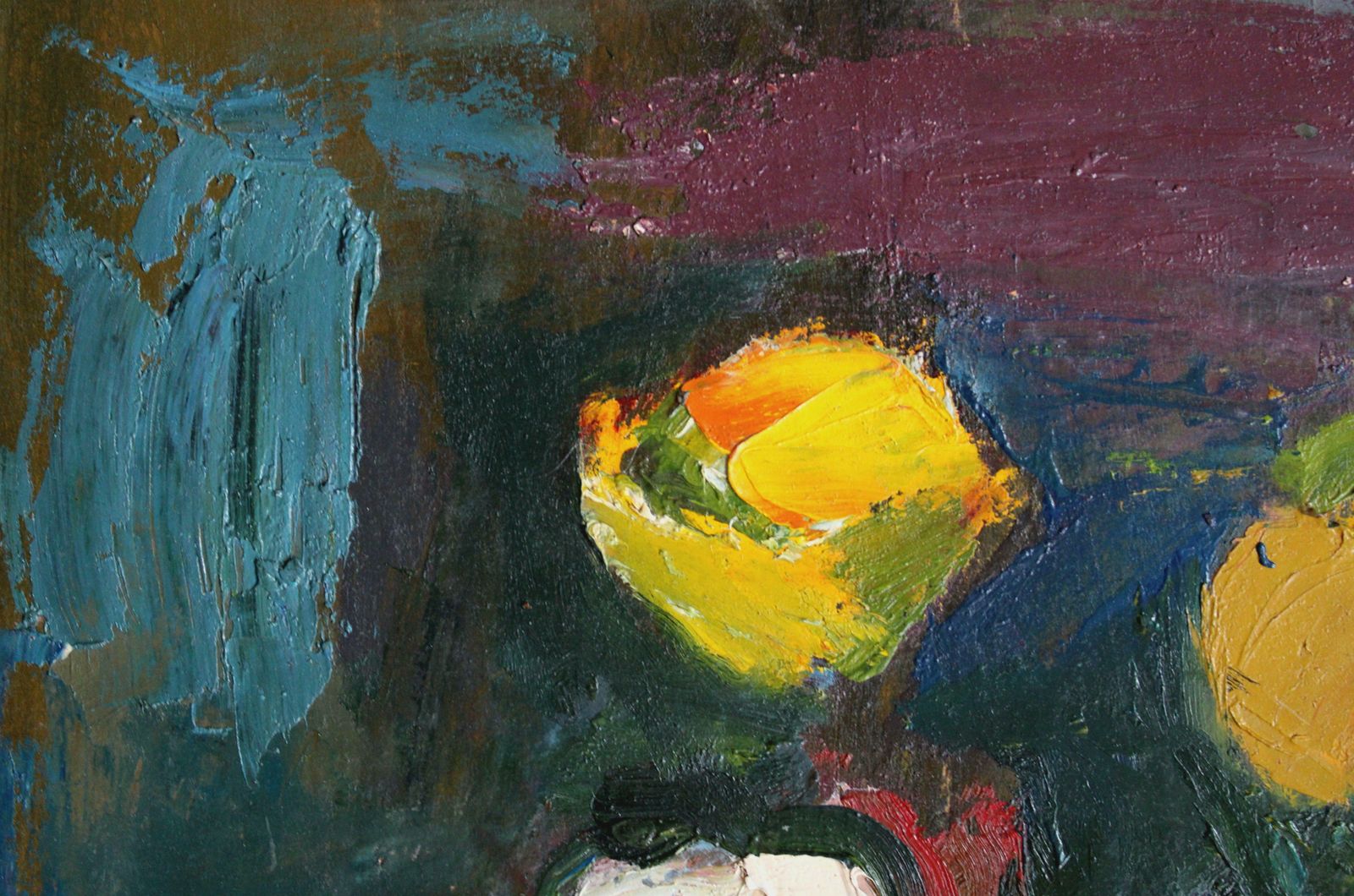 Aleksandr Rodin Tulips With Pear. Oil On Cardboard photo for sale