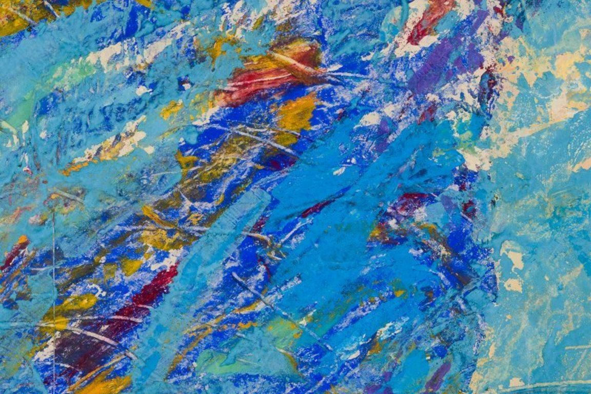 A. Rust, German Artist. Acrylic Painting On Wood Panel. Abstract Composition. photo Art