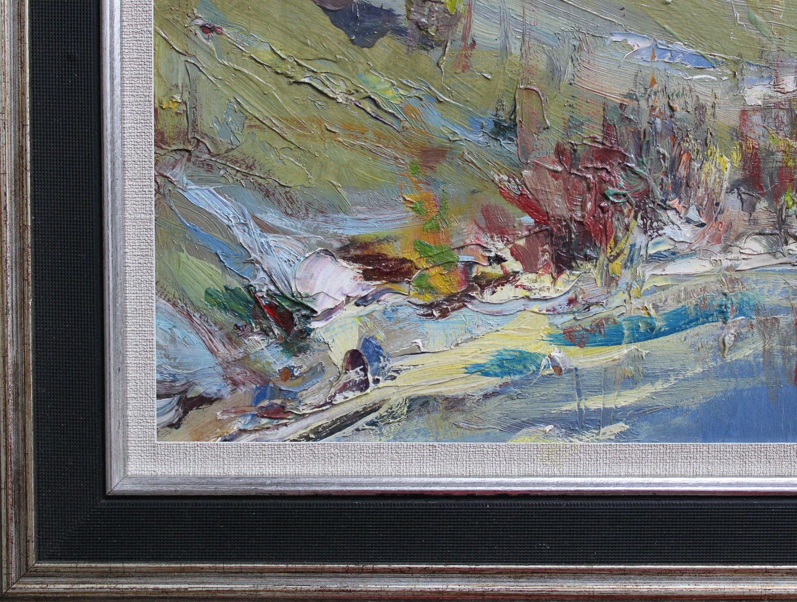 Janis Galzons The River In The Summer. Cardboard, Oil photo for sale